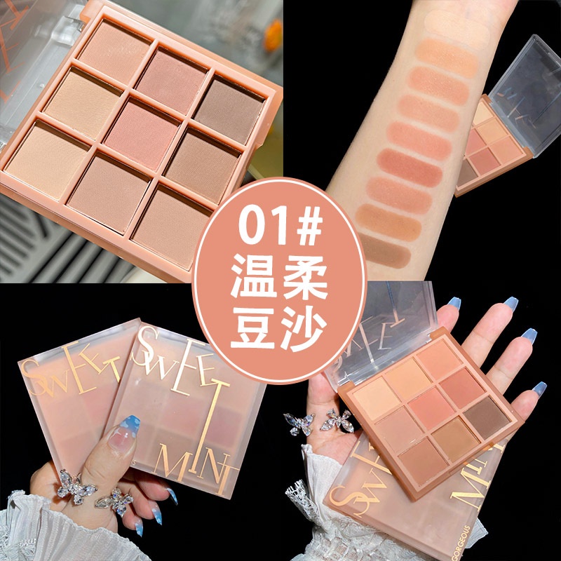 Bảng Phấn Mắt Chín Màu Sắc Long Lanh Ánh Ngọc Trai Trang Điểm Hàng Ngày Cho Học Sinh