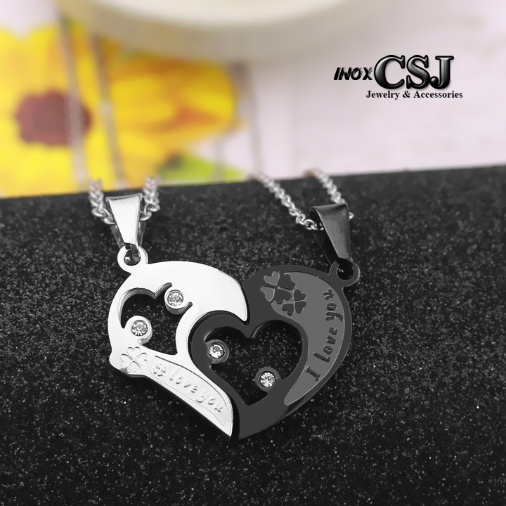 VÒNG CỔ , DÂY CHUYỀN CẶP INOX TRÁI TIM MC166 - siêu đẹp, chuẩn thời trang