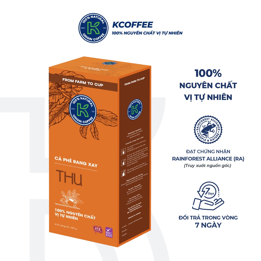 Cà phê rang xay nguyên chất K Thu 454g thương hiệu K COFFEE