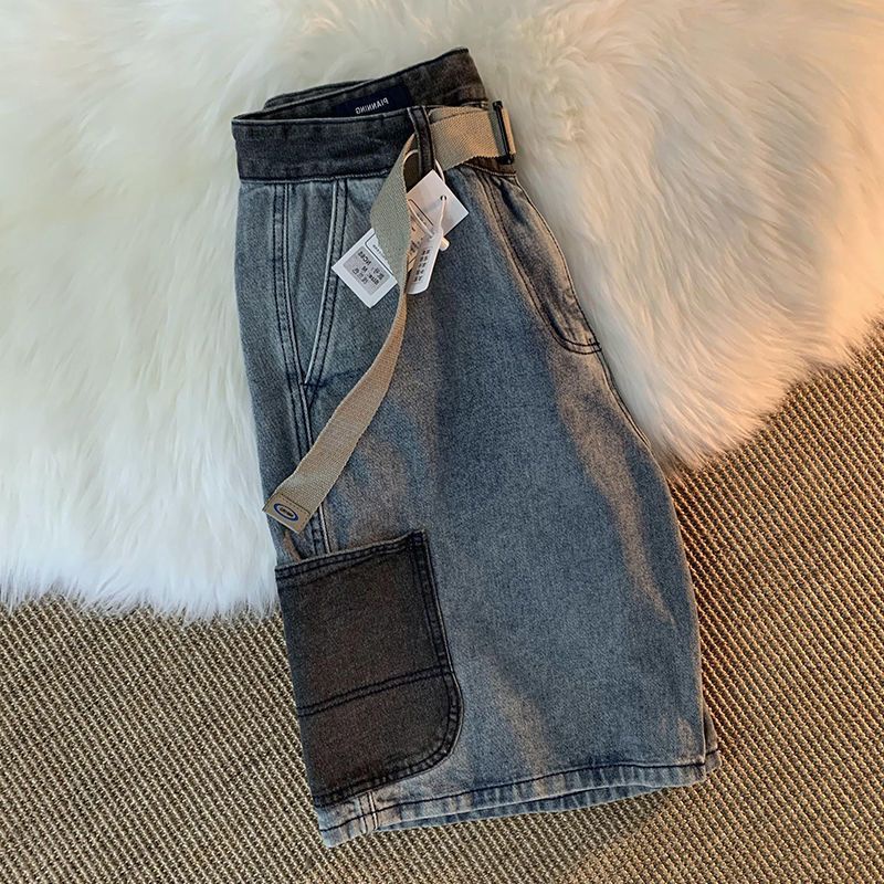 Quần Short Denim Dáng Rộng Thời Trang Mùa Hè Theo Phong Cách Mỹ Cho Nam