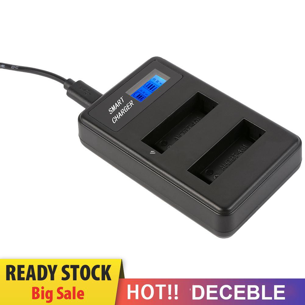 Deceble AHDBT-401 LCD Dual Port USB Battery Charger for GoPro Hero 4 Action Camera