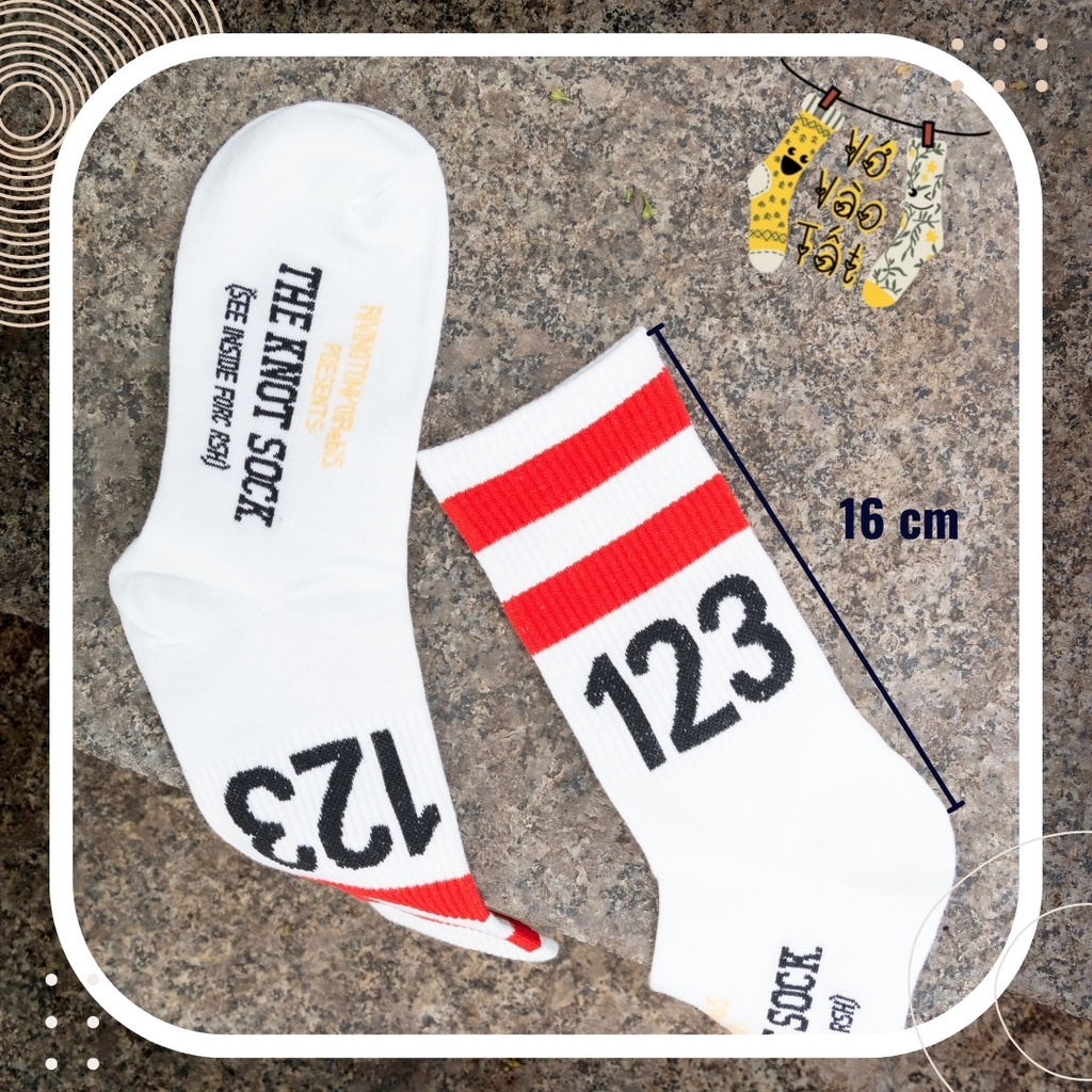 TẤT VỚ CỔ CAO TRẮNG SỌC NGANG MÀU CÁ TÍNH