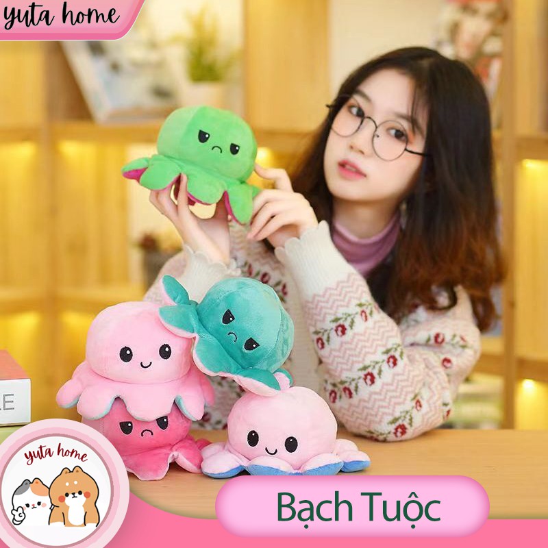 Gấu Nhồi Bông Bạch Tuộc Cảm Xúc 2 Mặt Dễ Thương Vải Nhung Êm Ái Bông Gòn Cao Cấp Yuta Home