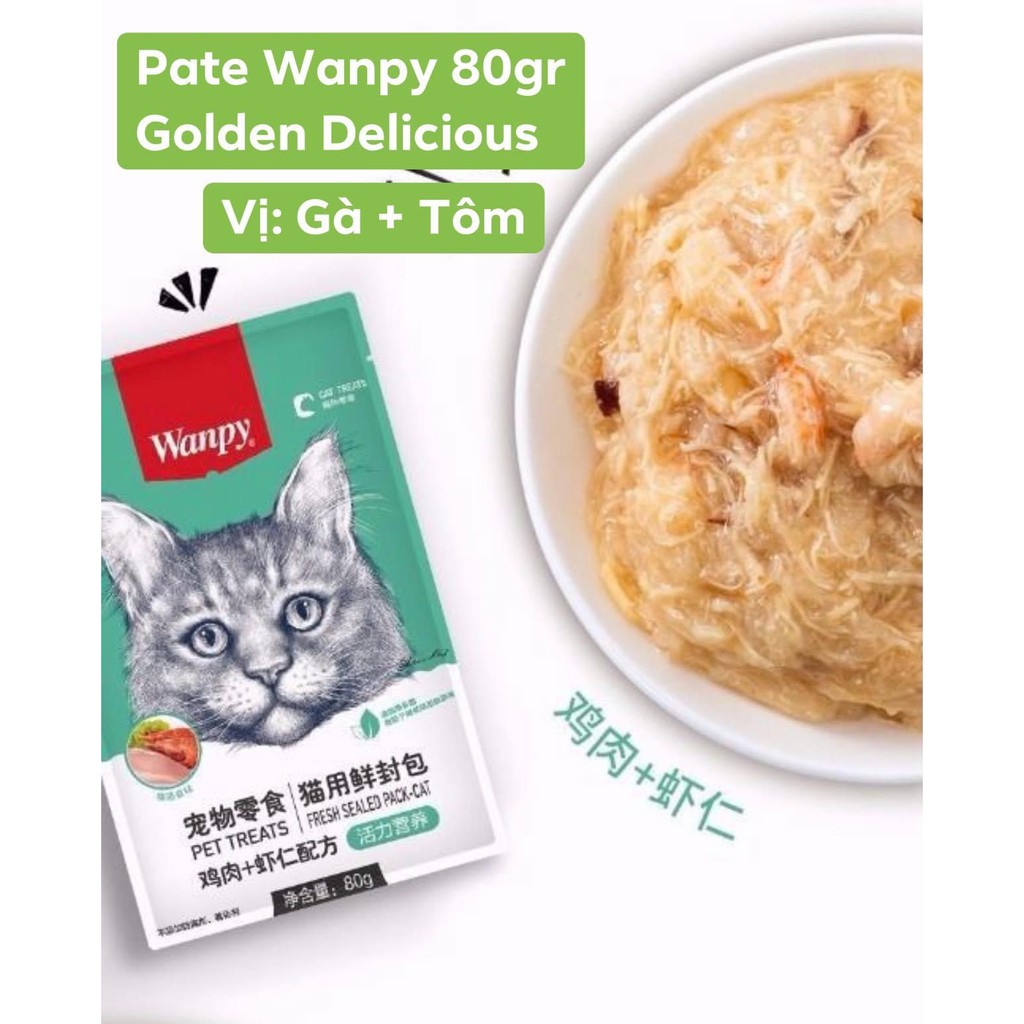 Pate Thịt Hộp Cho Mèo Wanpy Túi 80Gr - Thương Hiệu Lớn - Hương Vị Mèo Yêu Thích - Giá Dễ Chịu