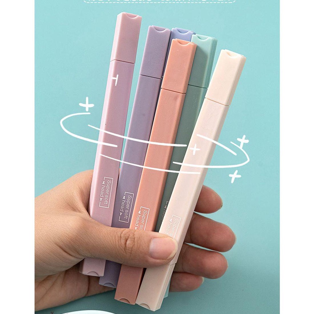 Bộ Bút Dạ Quang Ngòi Mềm Nhanh Khô Dùng Cho Trường Học DIY