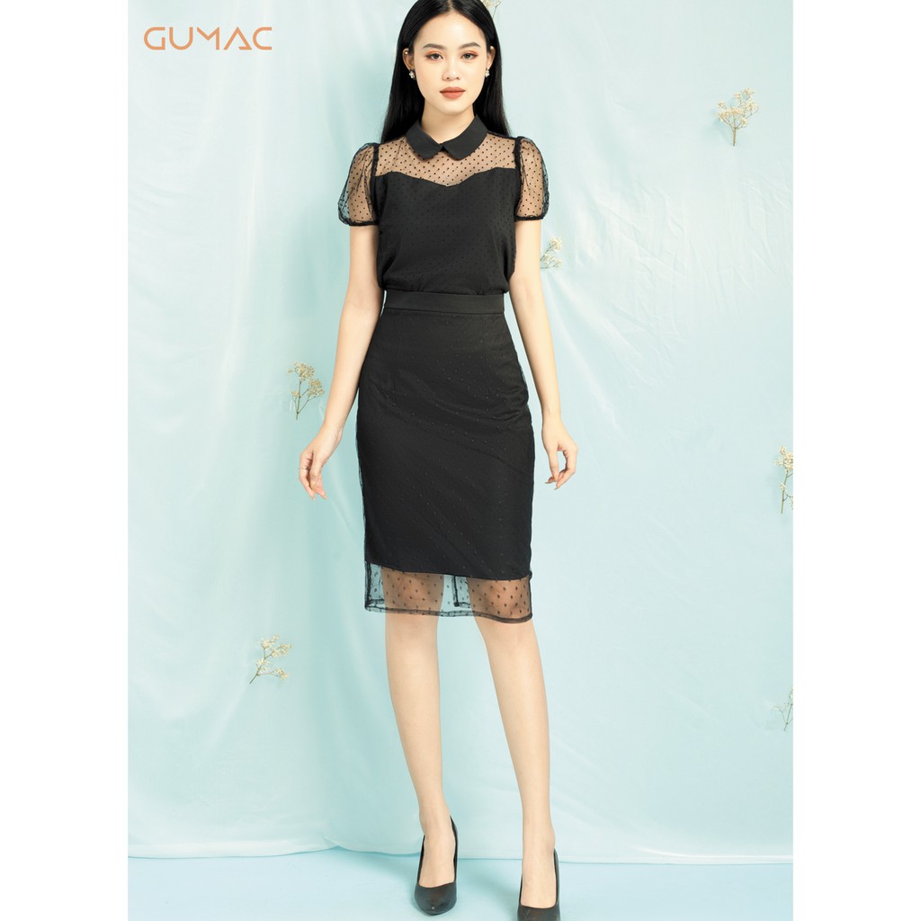 Chân váy lưới chấm bi GUMAC CV06907_DEN
