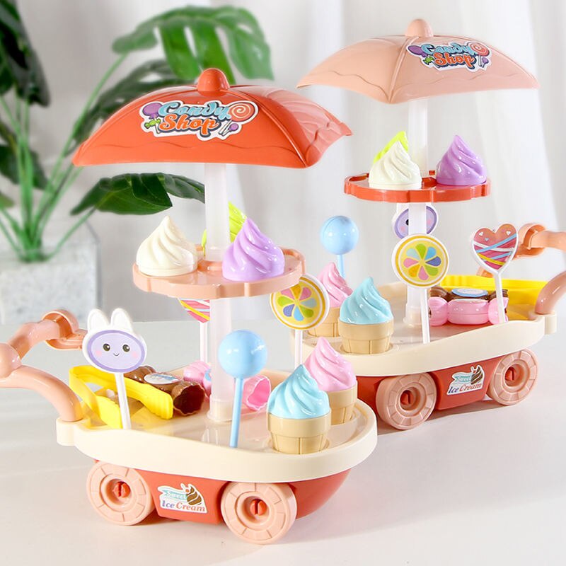 Bộ đồ chơi xe đẩy bán kem vui nhộn dành cho bé gái 3 tuổi trở lên