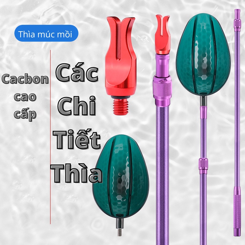 Thìa Vẩy Mồi , Vẩy trục , chuyên dụng câu Đài , thân Cacbon , tay cần Hợp Kim có Rãnh chống trơn trượt