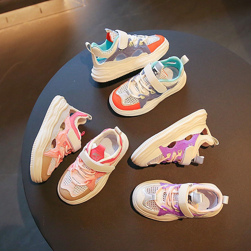 Giày Thể Thao Đế Mềm Phối Lưới Thoáng Khí Thoải Mái Phong Cách Hàn Quốc Thời Trang Mùa Hè Cho Bé Trai Và Gái