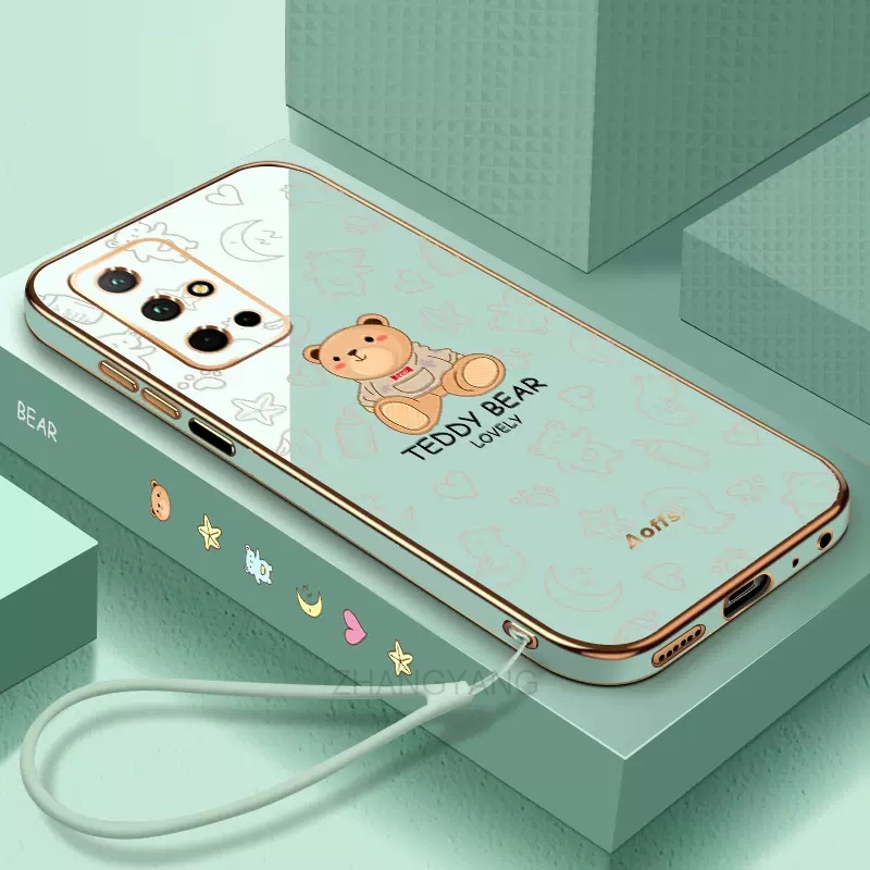 ốp lưng Samsung a51 a71 Ốp Điện Thoại TPU Dẻo Mạ Màu Họa Tiết Chú Gấu Dễ Thương Kèm Dây Đeo Cho Samsung a51 a71
