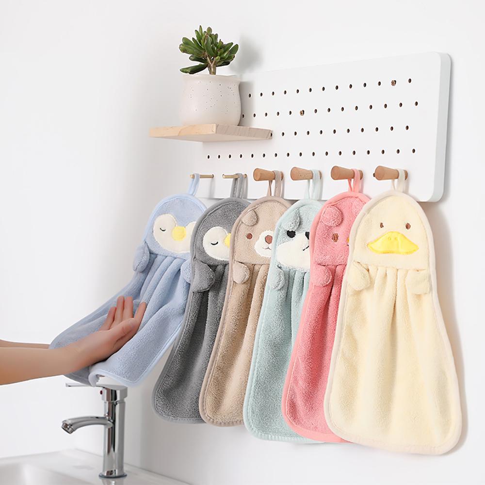 Khăn Lau Tay Chất Liệu Microfiber Dày Dặn Thấm Hút Tốt In Họa Tiết Động Vật Hoạt Hình Đáng Yêu Tiện Dụng Cho Nhà