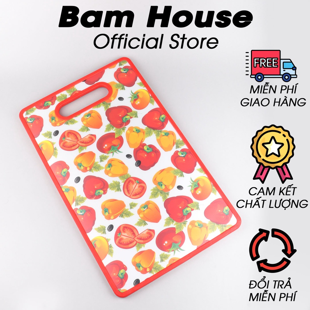 Thớt nhựa họa tiết 3D Bam House hình chữ nhật cao cấp TN01 - Gia dụng bếp