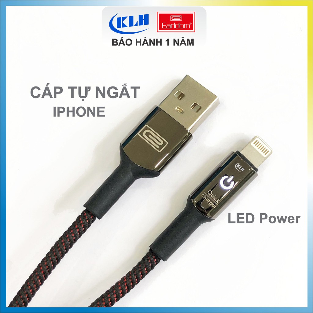 Dây sạc iphone tự ngắt, cáp lightning xạc nhanh tự tắt điện khi đầy pin cho máy iphone 5 6 7 8 x 11 12 KLH 063i shop