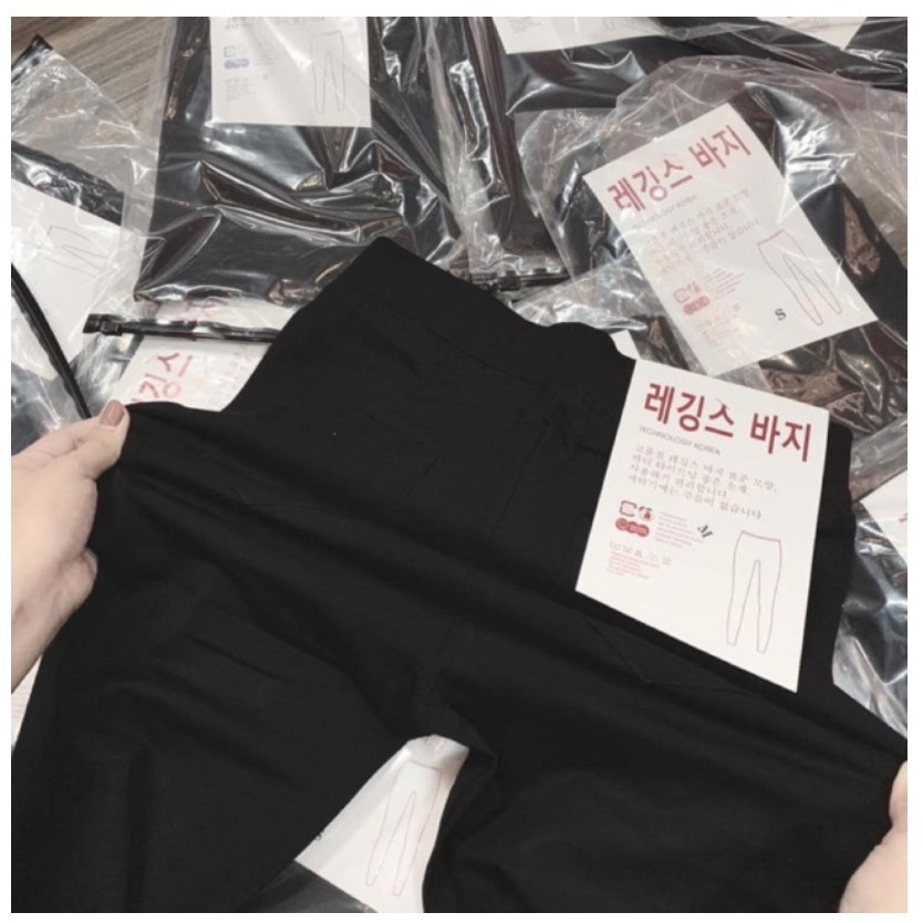 Quần legging dài nữ cạp cao gen bụng co giãn vải cotton Hàn cao cấp tôn dáng