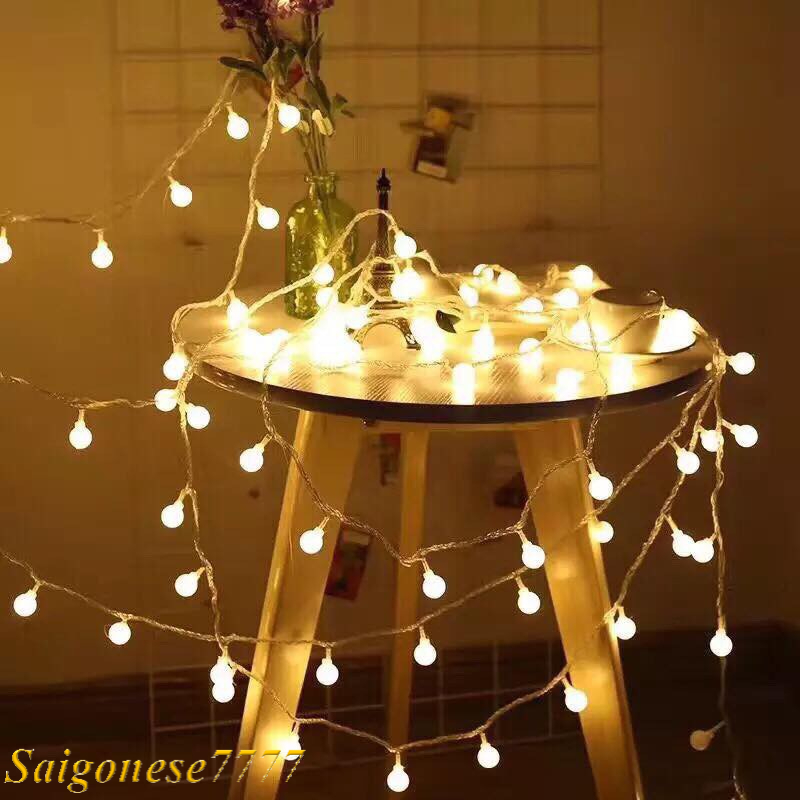 Dây Đèn Led Xài Pin AA Tiện Lợi Đèn Bóng Tròn Cherry Ball Trang Trí Tiệc Noel Lễ Tết Decor Camping Phòng Ngủ
