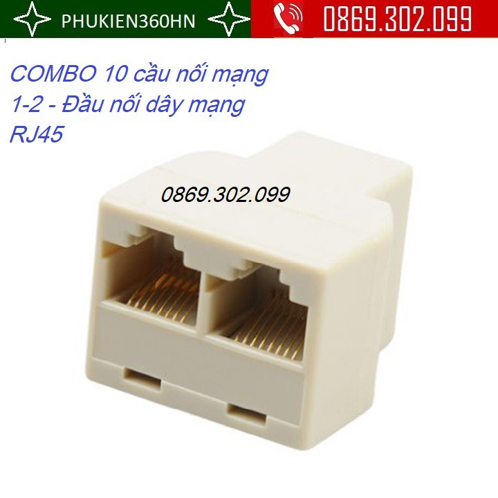 COMBO 10 cầu nối mạng 1-2 - Đầu nối dây mạng RJ45 1 ra 2 - Cục nối dây mạng - Đầu chia mạng 1 ra 2 - Cầu nối mạng 1-2