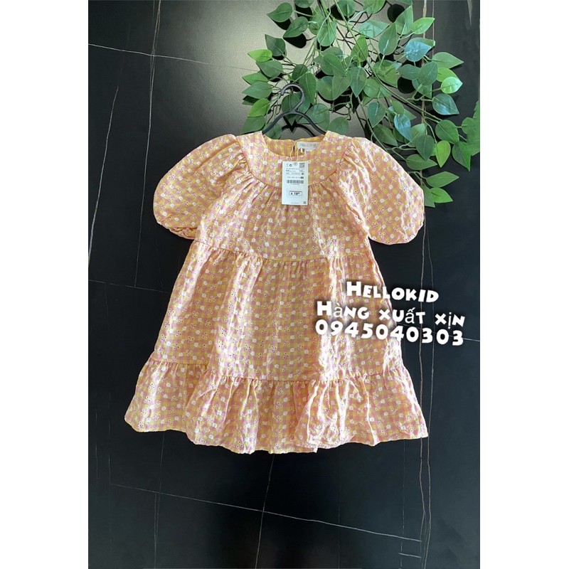 váy gingham kẻ cam hồng