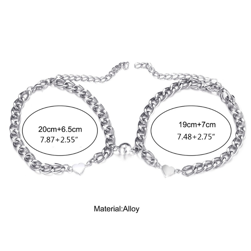Vòng Tay Cặp Màu Sắc Bạc Từ Tính Có Thể Điều Chỉnh Kích Thước