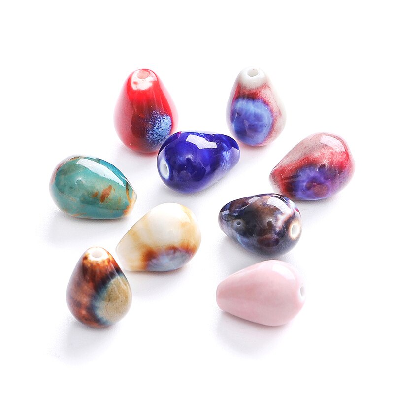 Bộ 5 hạt sứ thiết kế hình giọt nước 15x11m tự làm trang sức tiện dụng