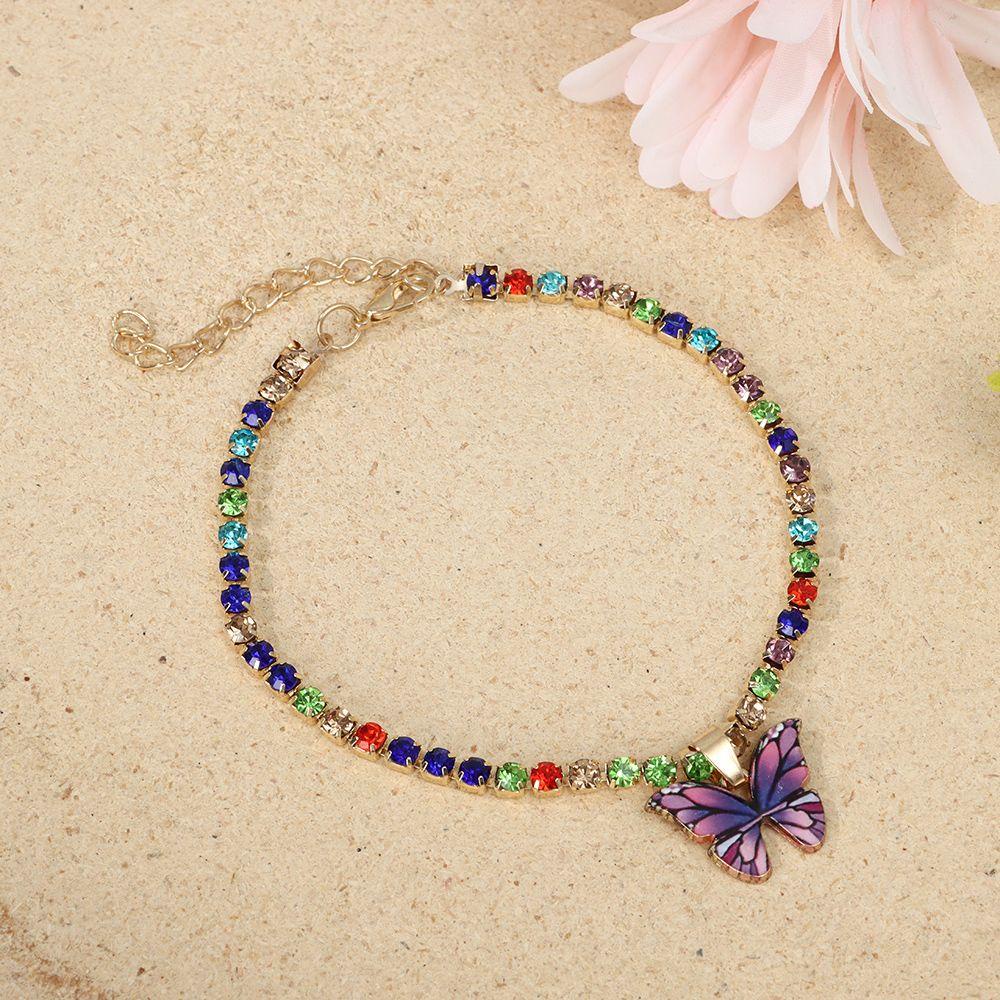 BSUNS Lắc Chân Đính Đá Hình Bướm Phong Cách Boho Thời Trang Đi Biển Mùa Hè