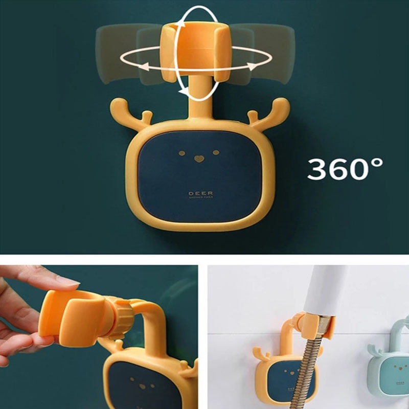 Giá Đỡ Vòi Hoa Sen Dán Tường Bằng ABS Hình Đầu Hươu Hoạt Hình Có Thể Điều Chỉnh Kèm Móc Có Thể Tháo Gỡ