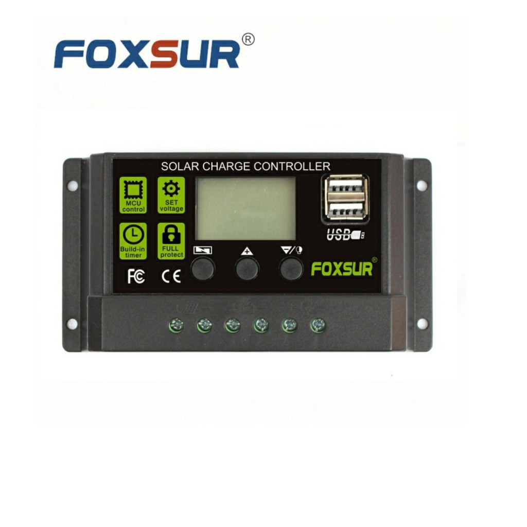 Foxsur  30A 12V/24V Solar Charge Controller Điều khiển sạc pin năng lượng mặt trời tự động nhận dạng, bảo vệ mạch