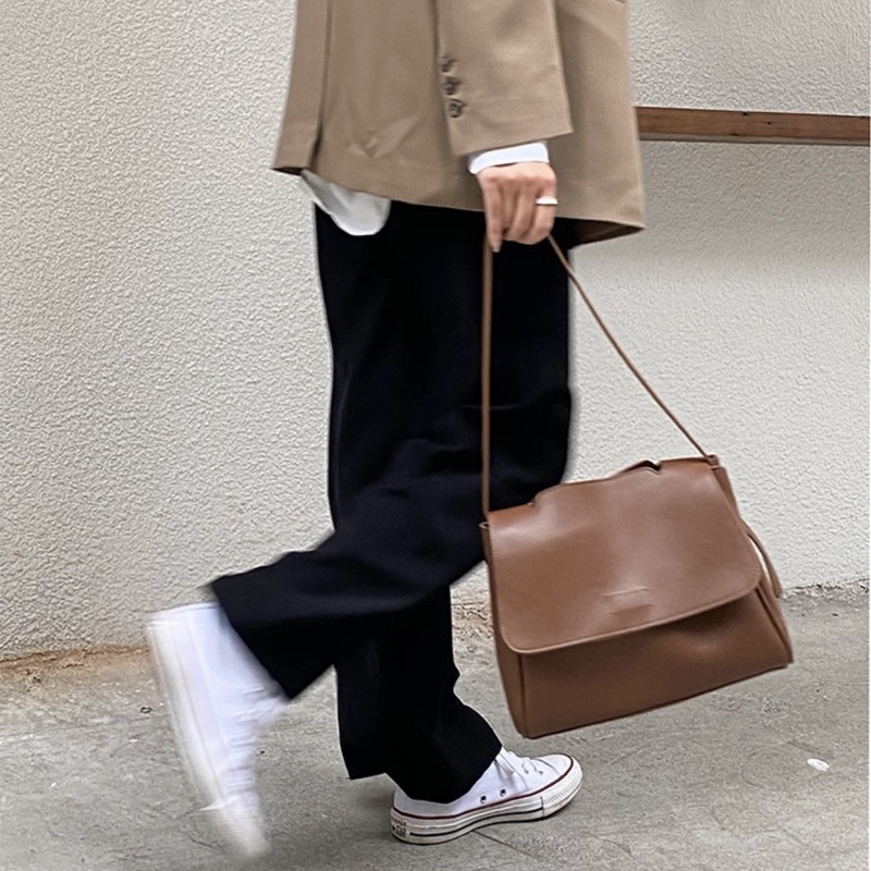 (Có sẵn Đen, Nâu) Túi xách đeo chéo nắp gập túi da hộp phong cách Ulzzang Hàn Quốc tunimestore-Túi