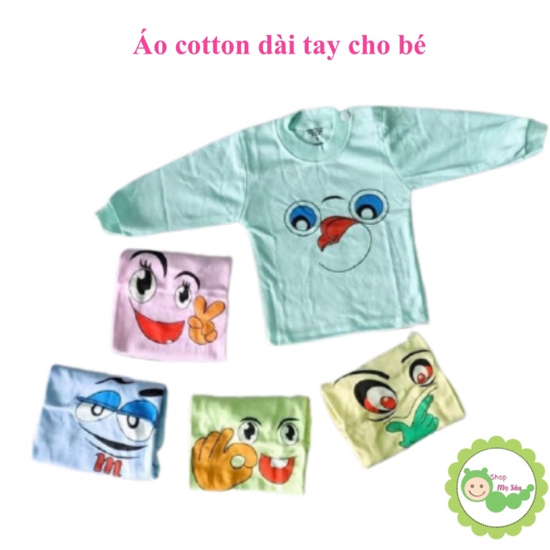 {3-12kg} Áo dài tay sơ sinh cài vai (loại đẹp - 100% cotton)