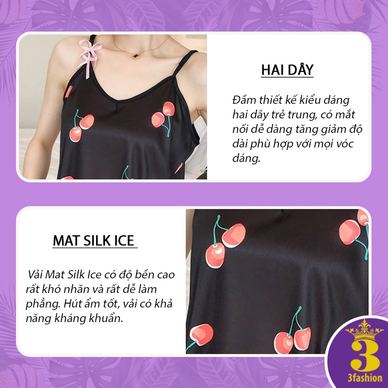 Đầm Ngủ 2 Dây Lụa Băng Mềm Mịn Thoáng Mát Thâm Hút Kháng Khuẩn Tốt Tặng Kèm Bịt Mắt - N10