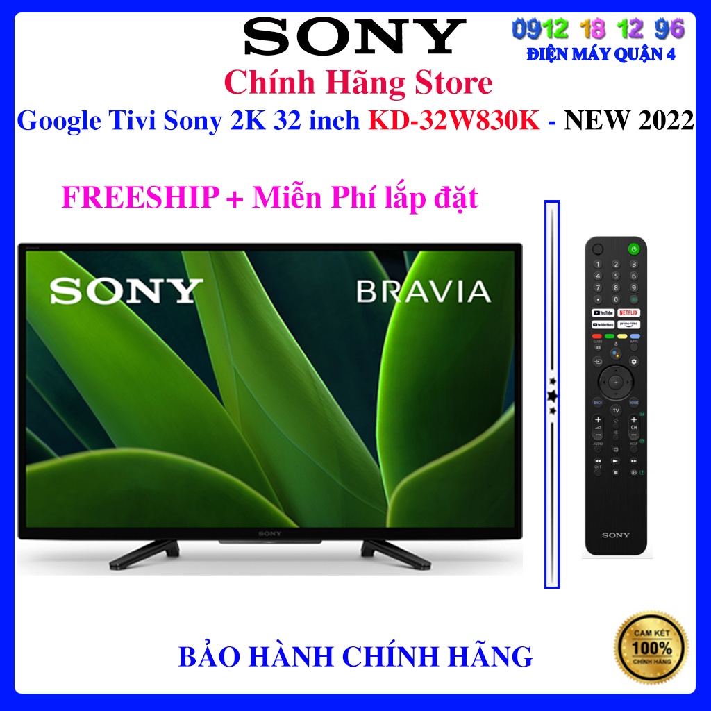 Google Tivi Sony 2K 32 inch KD-32W830K, Mới 2022