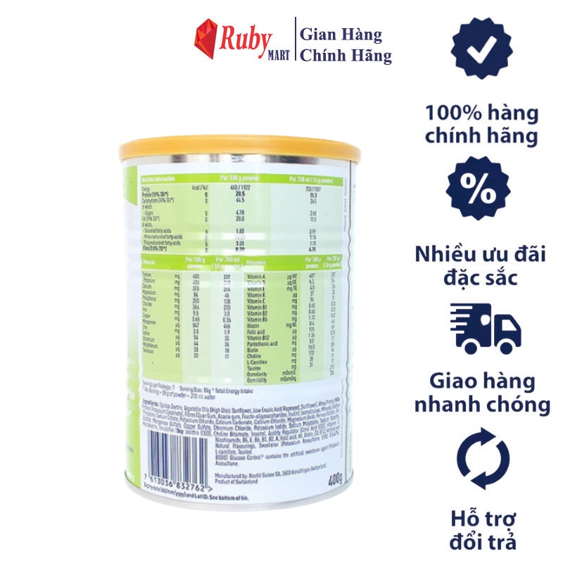 Sữa Bột Boost Glucose Control Lon 400g Giúp Cung Cấp Năng Lượng Đầy Đủ Cân Đối Dành Riêng Cho Người Mắc Bệnh Tiểu Đường