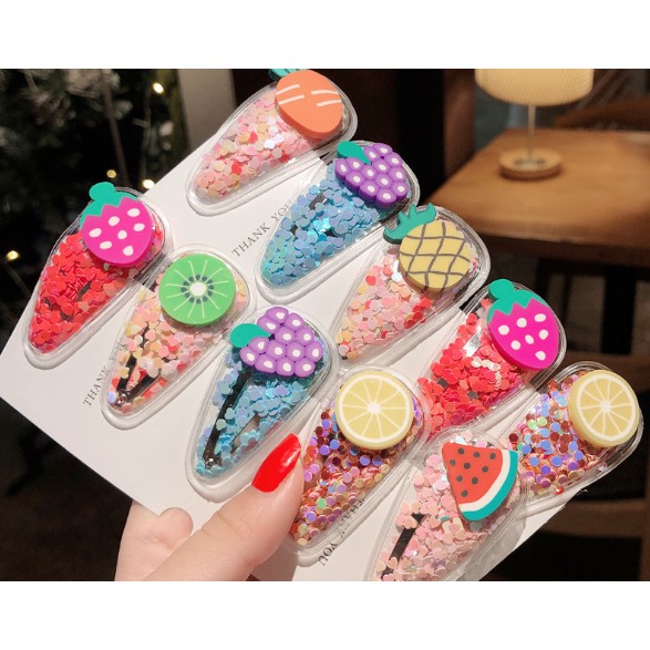 BẤM TÓC MÁI HÌNH TRÁI CÂY CÓ KIM TUYẾN PK110