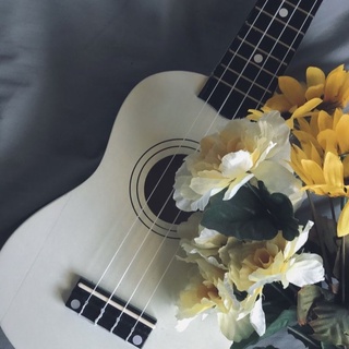 Đàn Ukulele soprano trắng (Ảnh thật, có sẵn/tặng kèm phụ kiện, stickers random)