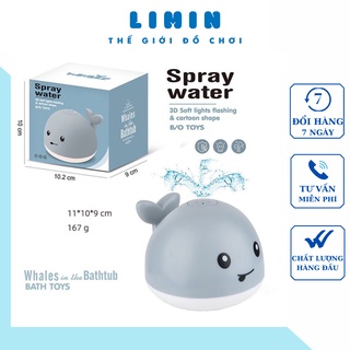 Cá voi phun nước tự động - đồ chơi nhà tắm trẻ em cá voi phun nước tự động thả bồn tắm kèm đế phát nhạc phát đèn