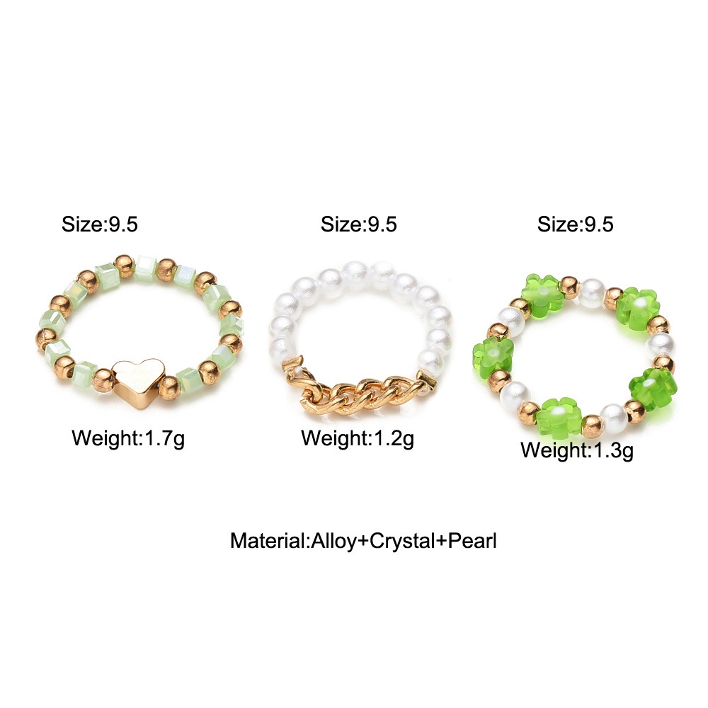 Set nhẫn đeo tay đính ngọc trai nhân tạo xinh xắn nhiều màu