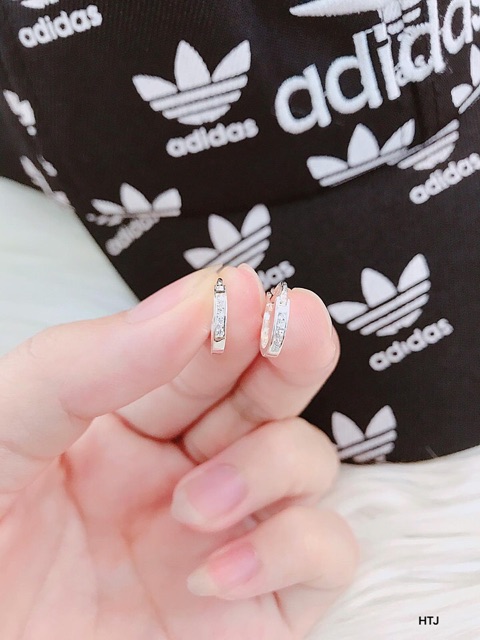 Bông tai nữ dạng tròn đính đá sáng đẹp,Bạc ta - Bông bạc đẹp THJ