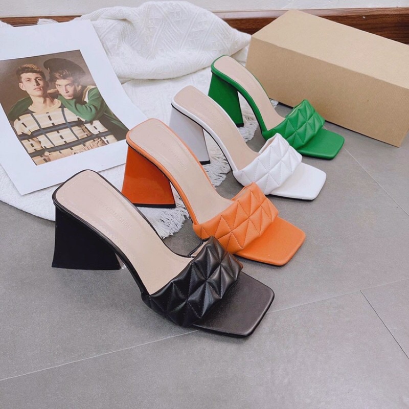 Guốc cao gót quai bản chần chỉ gót tam giá 9p sang xịn mịn