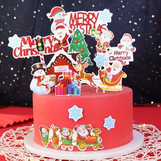 Set cắm noel trang trí bánh kem