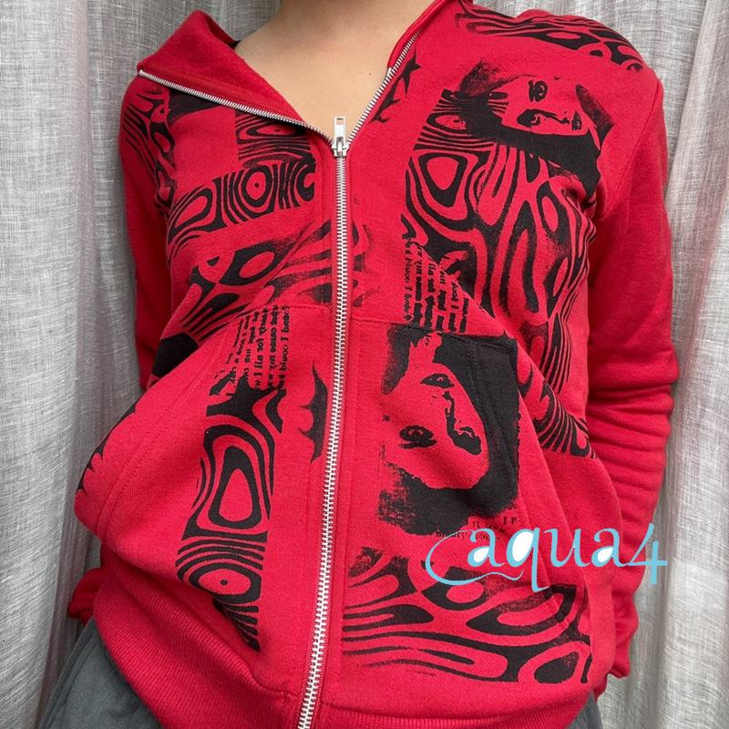 ANANA-Women Hip Hop Streetwear Hoodies Women Jacket Angel Dark Print Jacket Coat Goth Harajuku Y2k Clothes Punk Jacket