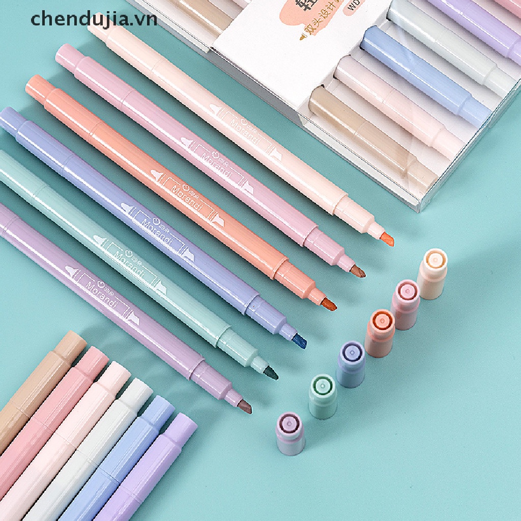 Set 6 Bút Đánh Dấu Manga Hai Đầu Màu Kẹo Ngọt Kiểu Dáng Đáng Yêu