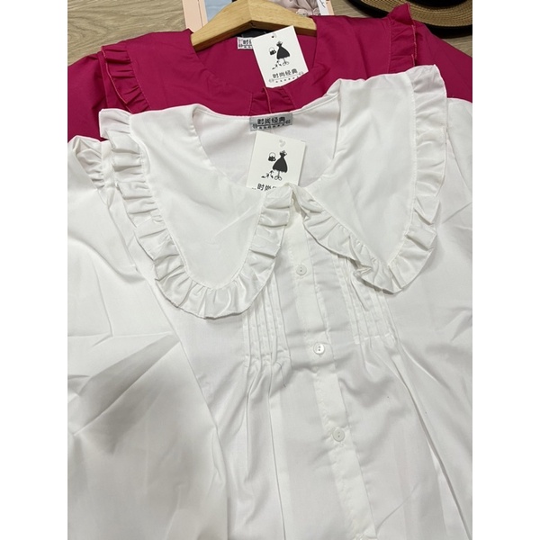ÁO SƠ MI CỔ BÈO TAY BỒNG DÁNG XOÈ RỘNG BBD