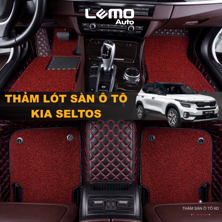 Lót sàn ô tô 5d, 6d Nano 2 chỉ Kia Seltos 2020-2024 kháng khuẩn, trải kín sàn xe
