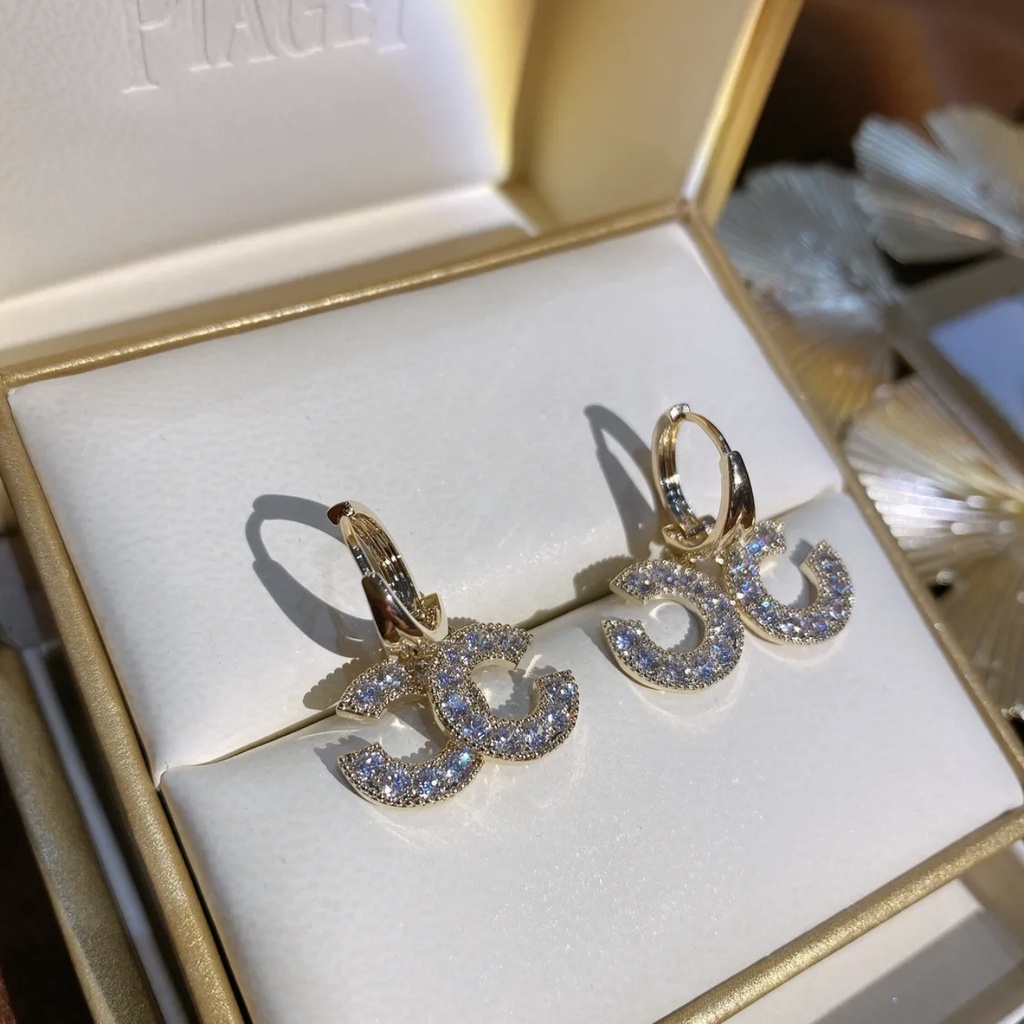 Khuyên Tai Chữ C Đính Hạt Ngọc Trai Thanh Lịch Cho Nữ