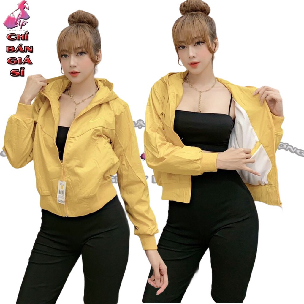 Áo khoát kaki nữ cao cấp hàn quốc thêu logo mới sang chảnh có nón thời trang 2021 - Hàng mới về