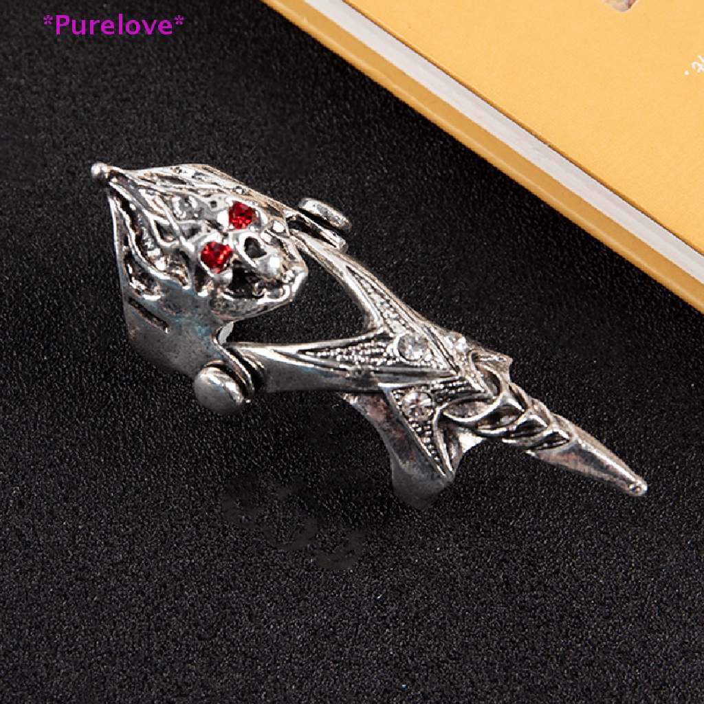 &gt; Nhẫn Giáp Khớp Ngón Tay Hình Đầu Lâu Móng Vuốt Rồng Có Thể Uốn Cong Phong Cách Gothic Punk Trang Sức Halloween Cho Nam Và Nữ