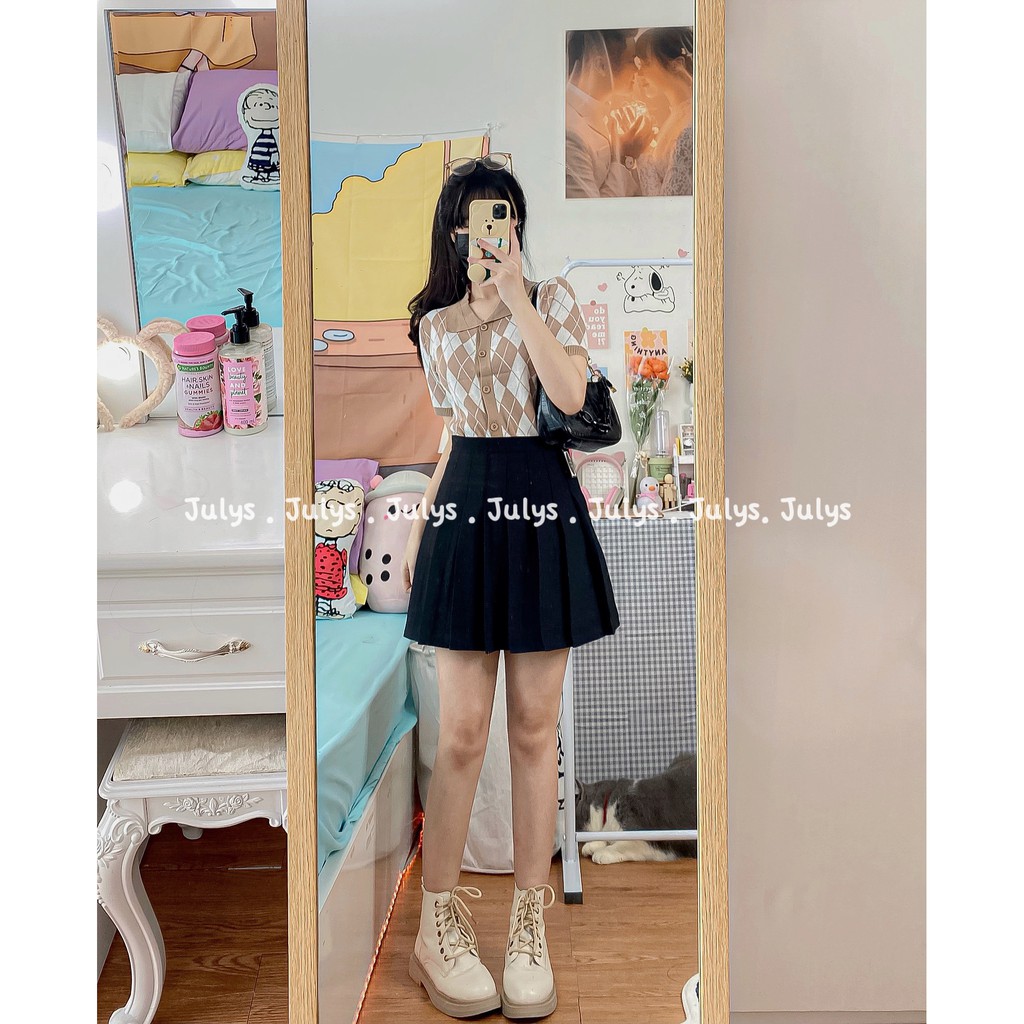 ÁO CROPTOP HOẠ TIẾT CARO QUẢ TRÁM (ảnh shop chụp kèm video) | BigBuy360 - bigbuy360.vn