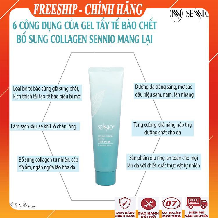 [ MUA 1 ĐƯỢC 2 - FreeShip ] Kem tẩy da chết mặt, môi,ngừa mụn và trắng da/Gel tẩy tế bào chết bổ sung collagen sennio