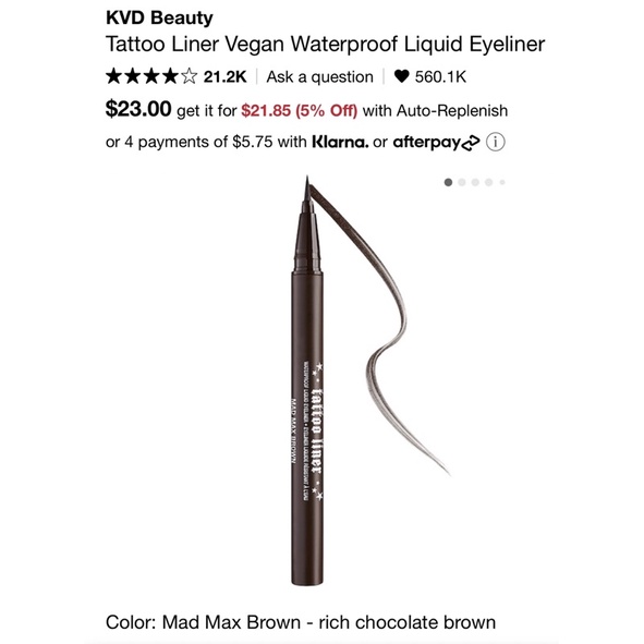 Kẻ mắt nước KATVOND Tattoo Liner màu Nâu