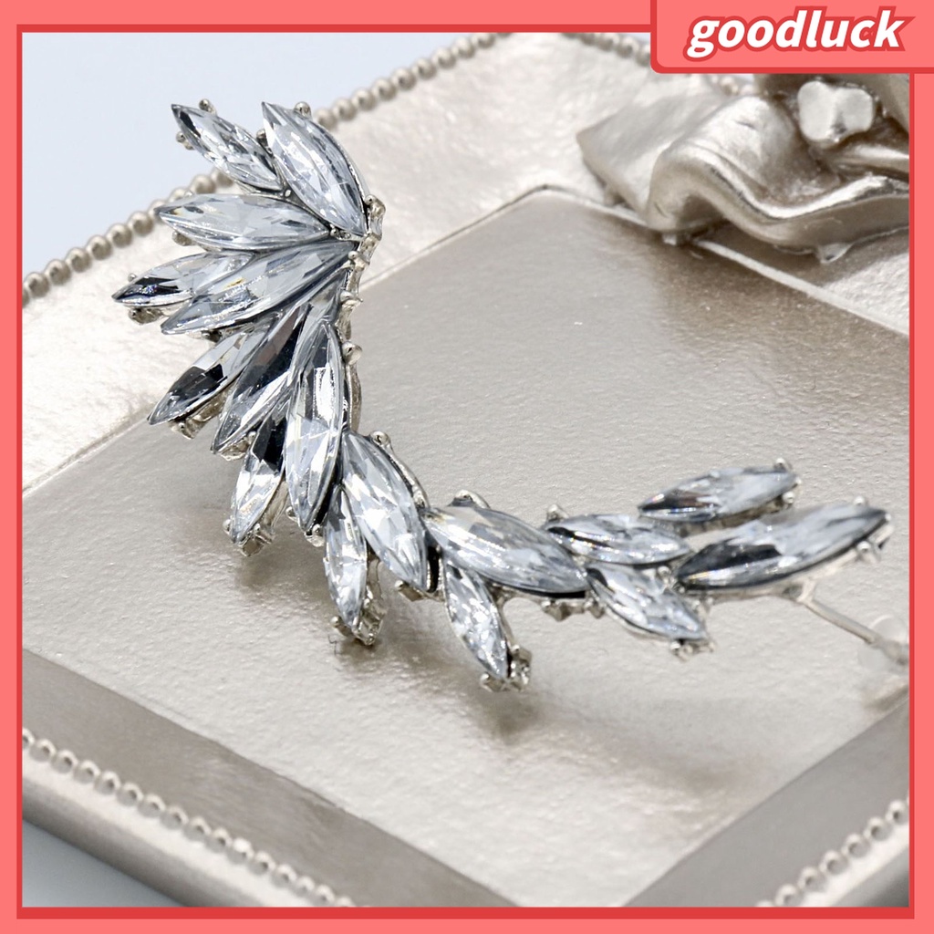 Goodluck| Bông Tai Đeo Vành Tai Hình Chiếc Lá Đính Đá Kiểu Boho Dài 1 Cái