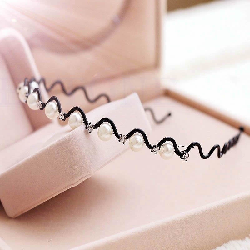 Băng đô đính đá và ngọc trai nhân tạo thời trang